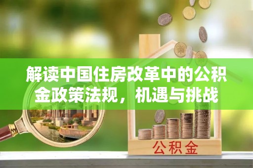 那玛夏解读中国住房改革中的公积金政策法规，机遇与挑战