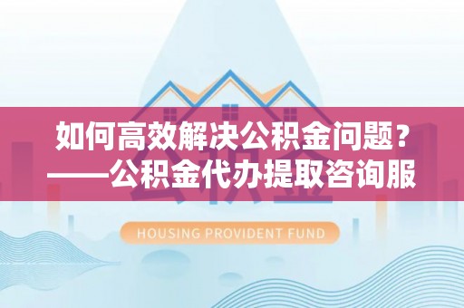 那玛夏如何高效解决公积金问题？——公积金代办提取咨询服务指南