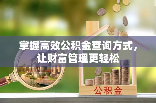 那玛夏掌握高效公积金查询方式，让财富管理更轻松