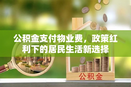 那玛夏公积金支付物业费，政策红利下的居民生活新选择